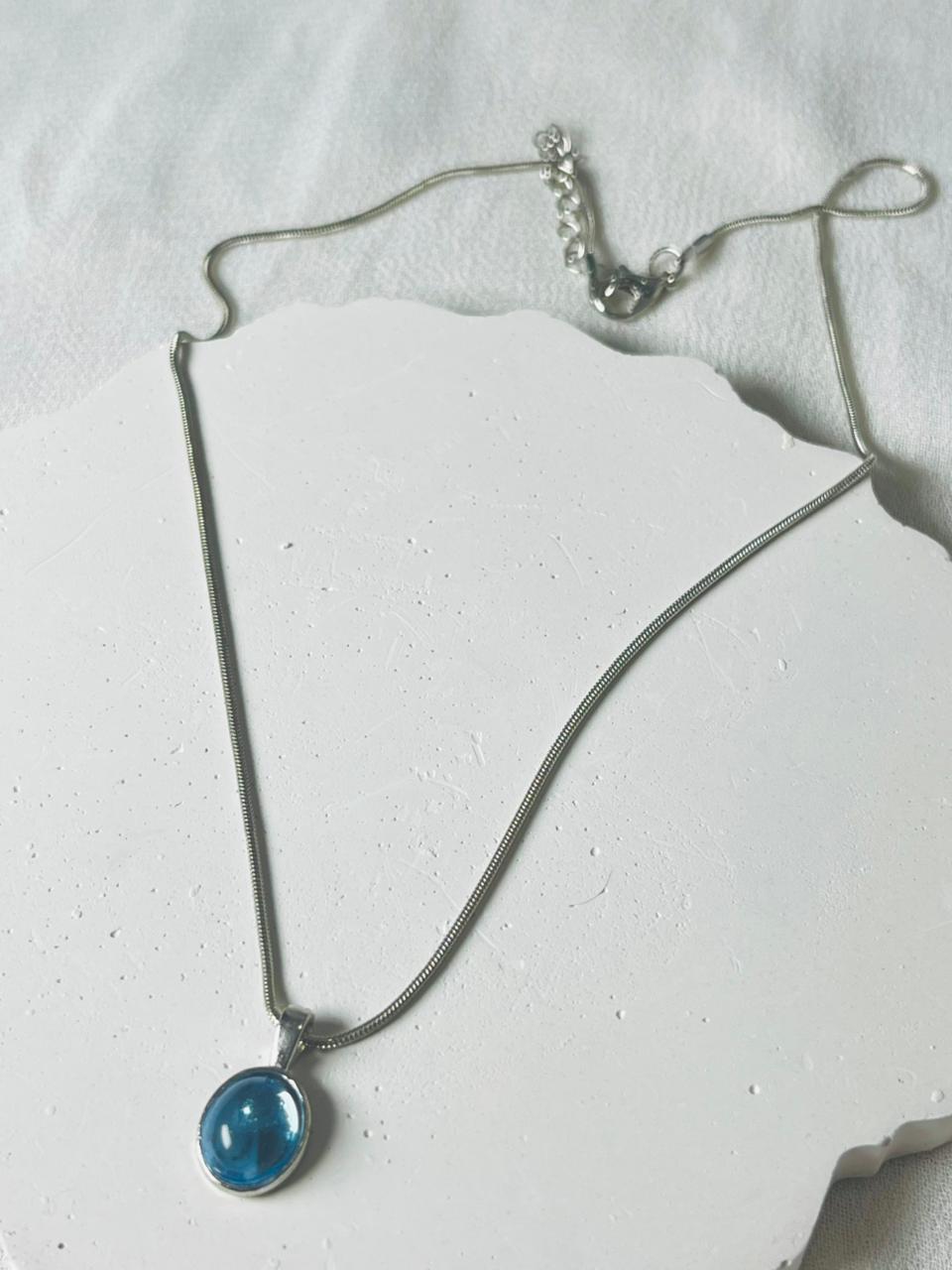 Silver Ocean Blue Necklace