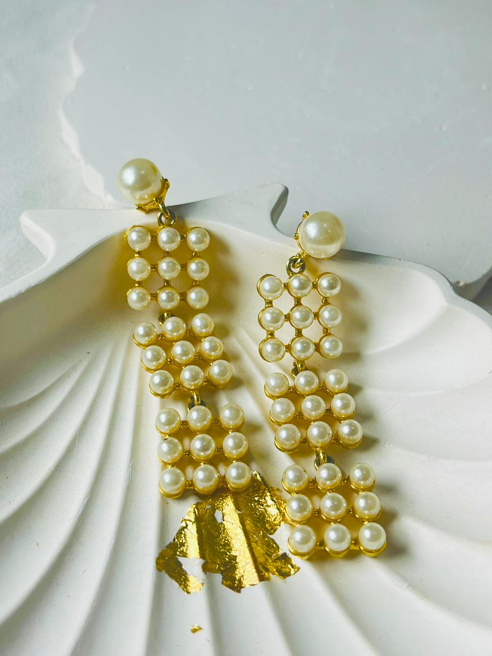 White Pearl Long Earring