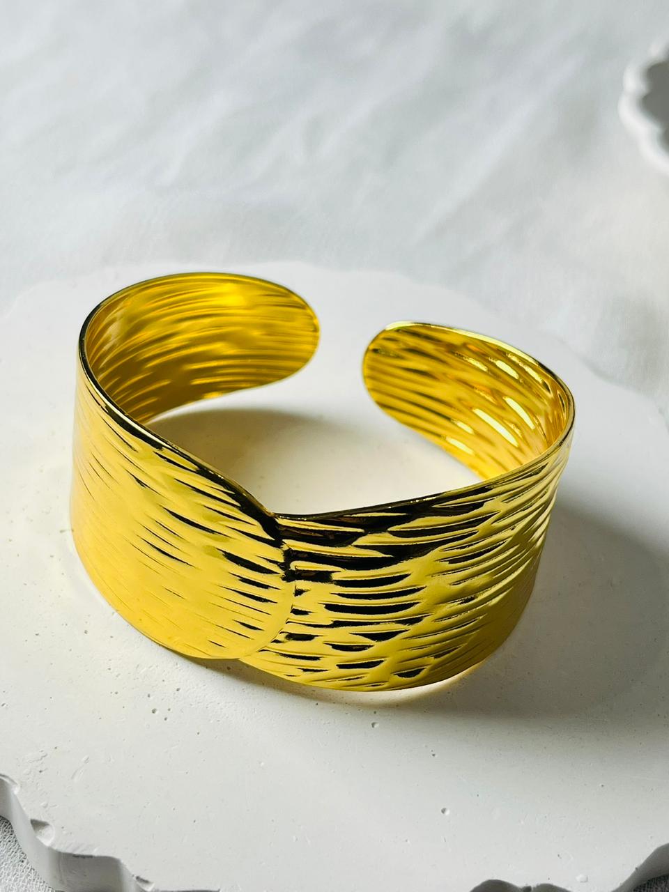 Gold Plated Rounded Cuff Bangle