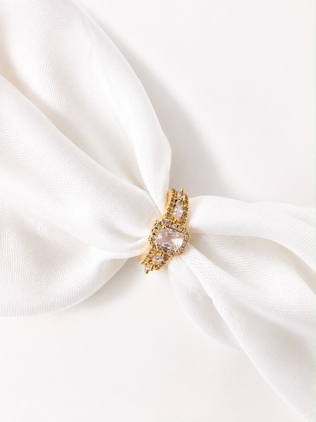central emerald cut stone