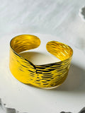 Wide Textured Gold Cuff Bracelet