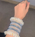 Metal pearl bangles set
