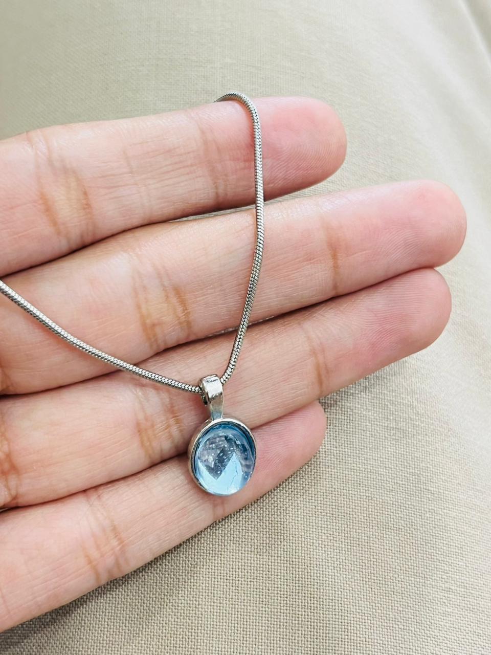 Silver Ocean Blue Necklace